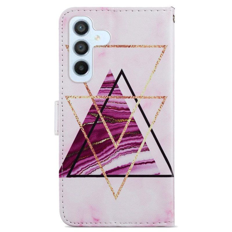 Etui Folio do Samsung Galaxy A54 5G z Łańcuch Marmur W Stylu Strappy