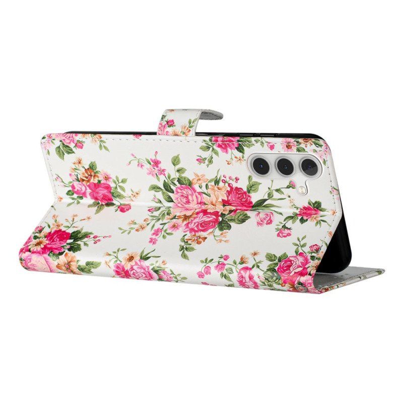 Etui Folio do Samsung Galaxy A54 5G z Łańcuch Pasek Liberty Flowers