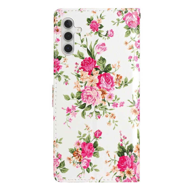 Etui Folio do Samsung Galaxy A54 5G z Łańcuch Pasek Liberty Flowers