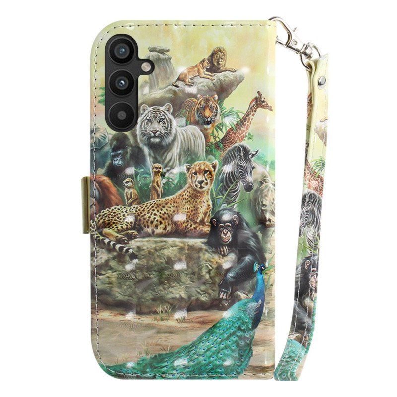 Etui Folio do Samsung Galaxy A54 5G z Łańcuch Stringi Safari Animals