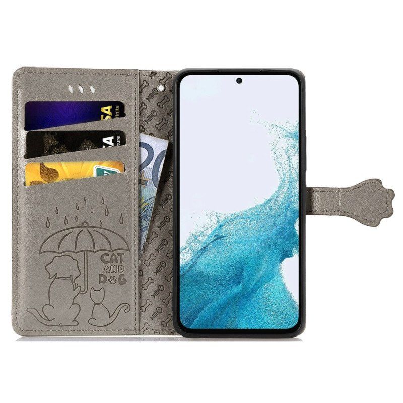 Etui Folio do Samsung Galaxy A54 5G z Łańcuch Stringi Zwierzęta