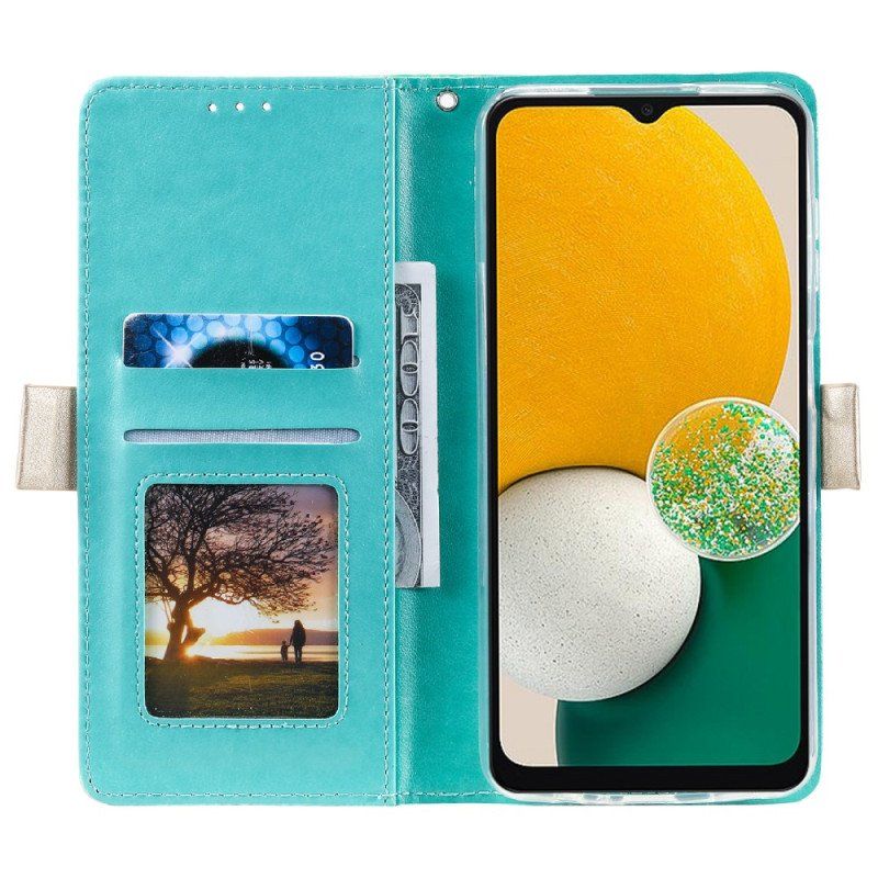 Etui Folio do Samsung Galaxy A54 5G z Łańcuch Torebka Na Monety Z Koronkowym Paskiem