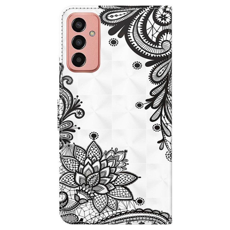 Etui Folio do Samsung Galaxy M13 Koronka Z Paskiem