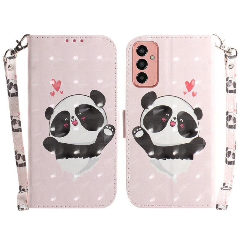 Etui Folio do Samsung Galaxy M13 Love Panda Ze Smyczą