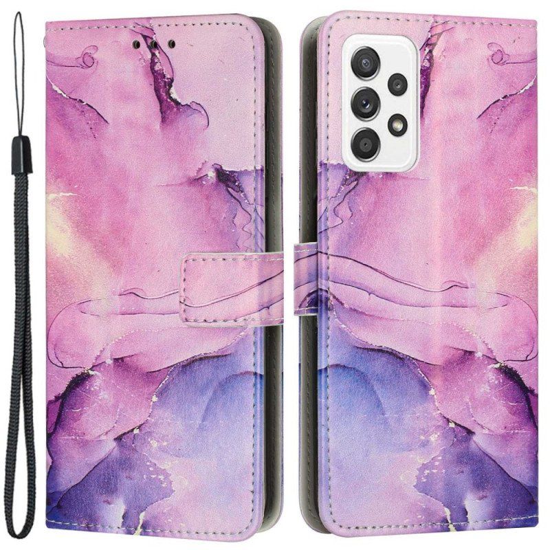 Etui Folio do Samsung Galaxy M13 Marmur Ze Smyczą