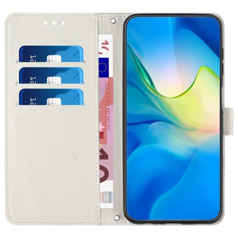 Etui Folio do Samsung Galaxy M13 Marmur Ze Smyczą