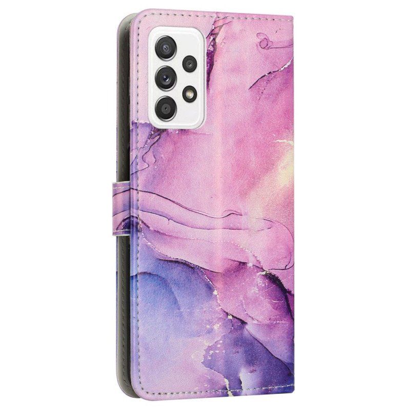 Etui Folio do Samsung Galaxy M13 Marmur Ze Smyczą