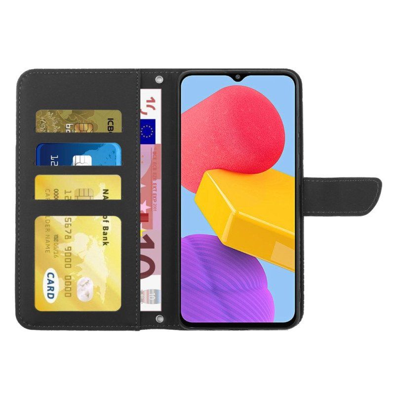 Etui Folio do Samsung Galaxy M13 Motyle I Pasek Na Ramię