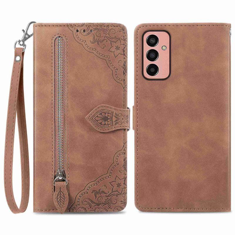 Etui Folio do Samsung Galaxy M13 Portmonetka Z Przodu W Kwiaty