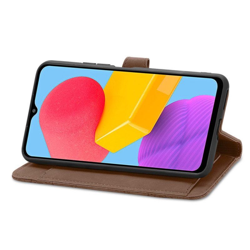 Etui Folio do Samsung Galaxy M13 Portmonetka Z Przodu W Kwiaty