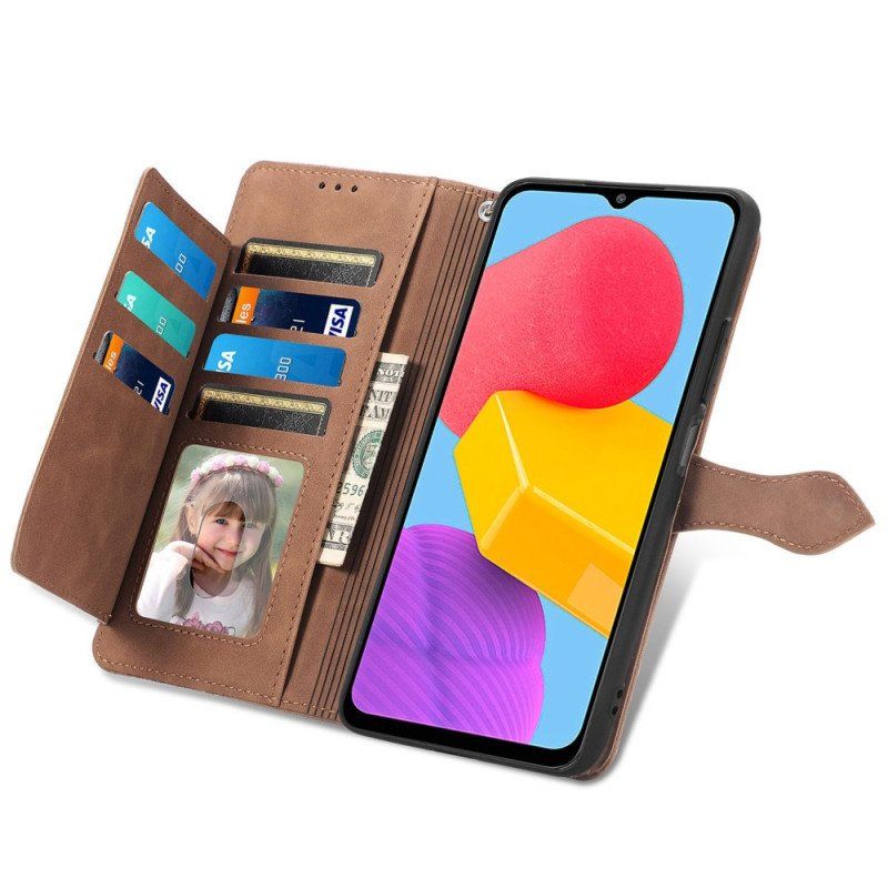 Etui Folio do Samsung Galaxy M13 Portmonetka Z Przodu W Kwiaty