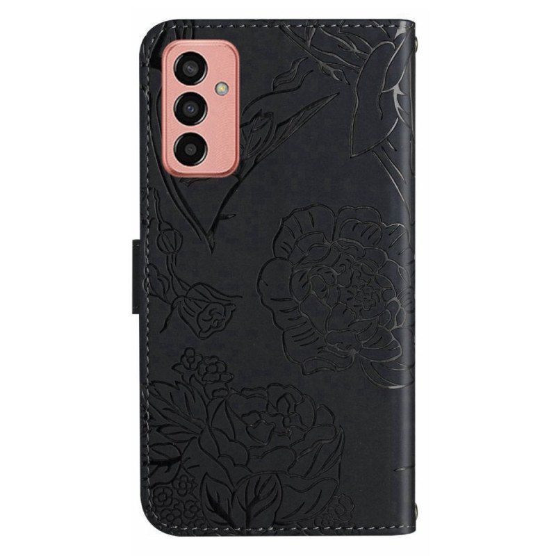 Etui Folio do Samsung Galaxy M13 Urok Motyla I Pasek Na Ramię