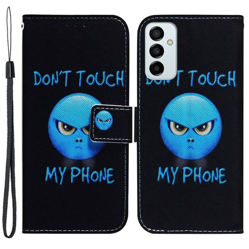 Etui Folio do Samsung Galaxy M13 z Łańcuch Smycz Emoji Telefon