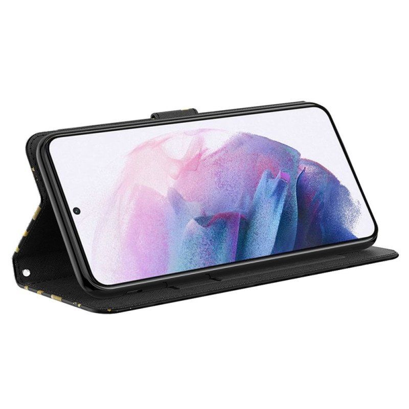 Etui Folio do Samsung Galaxy M13 z Łańcuch Stringi Motyle