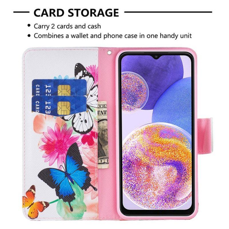 Etui Folio do Samsung Galaxy M23 5G Akwarela Motyle