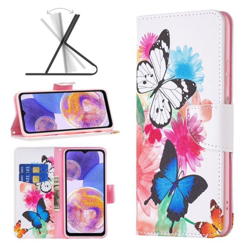 Etui Folio do Samsung Galaxy M23 5G Akwarela Motyle