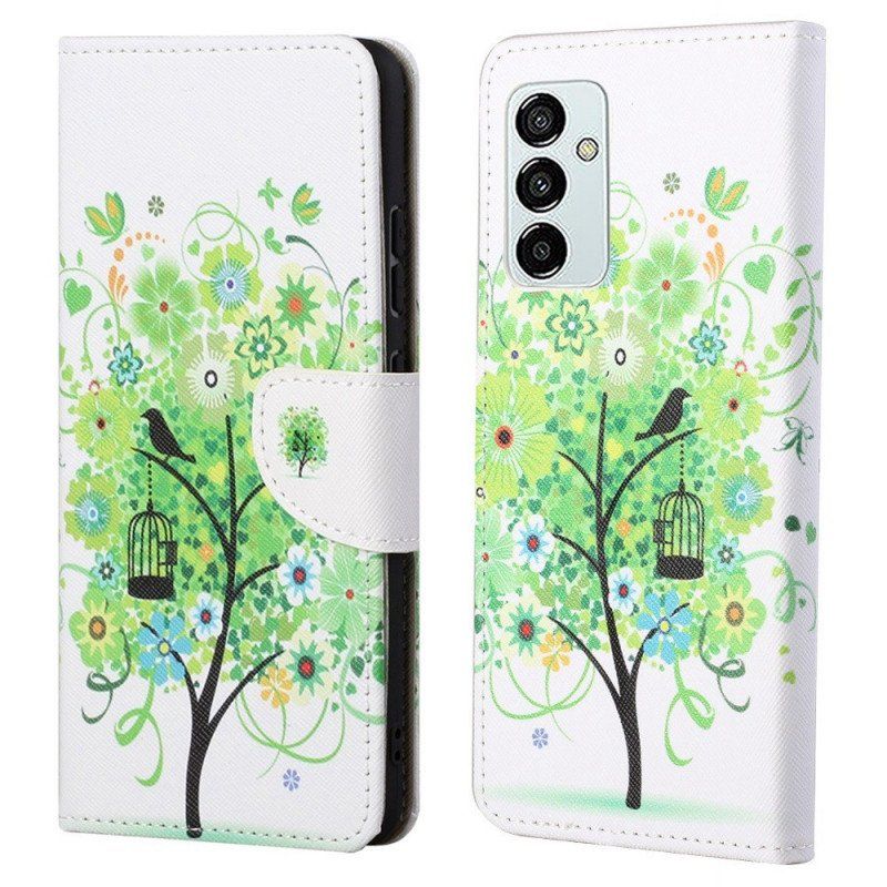 Etui Folio do Samsung Galaxy M23 5G Drzewo Z Zielonymi Liśćmi