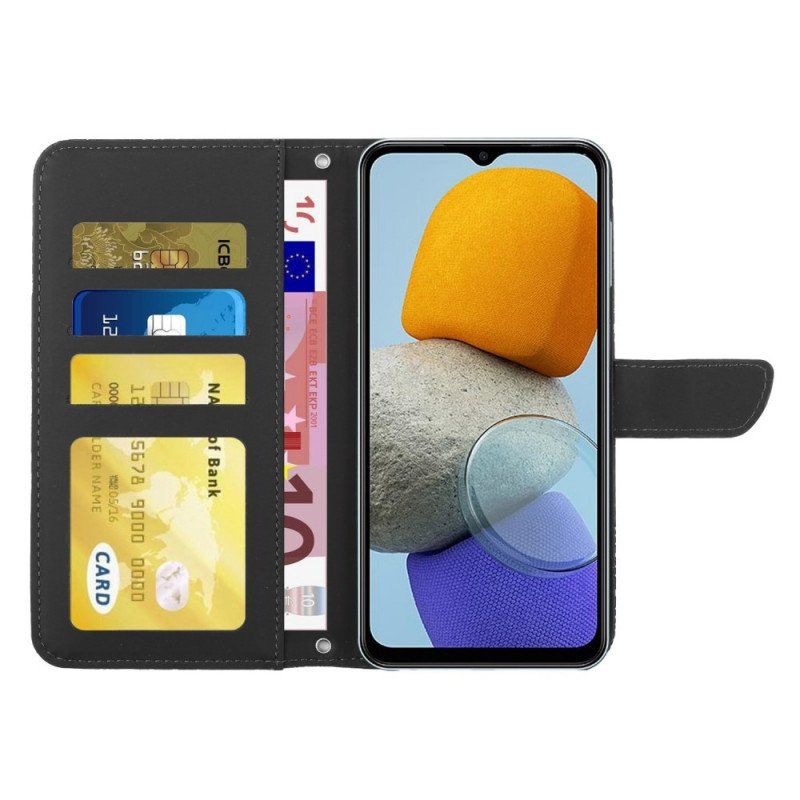 Etui Folio do Samsung Galaxy M23 5G Dyskretne Motyle I Pasek Na Ramię