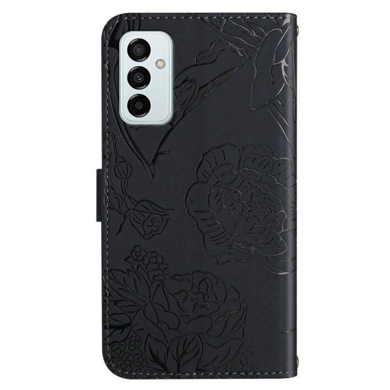 Etui Folio do Samsung Galaxy M23 5G Dyskretne Motyle I Smycz