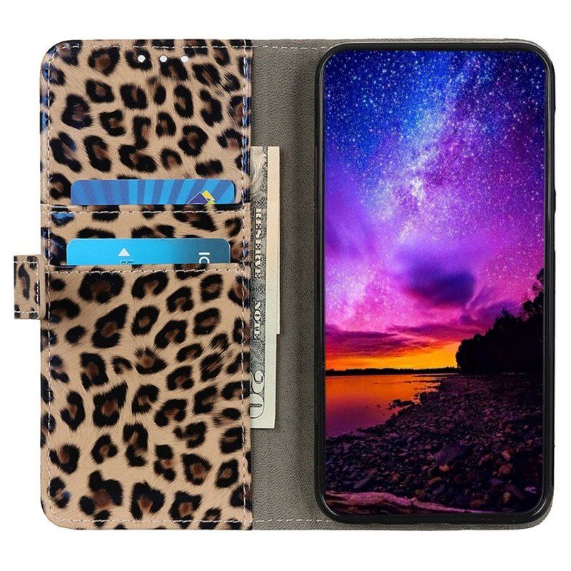 Etui Folio do Samsung Galaxy M23 5G Efekt Skóry Lamparta