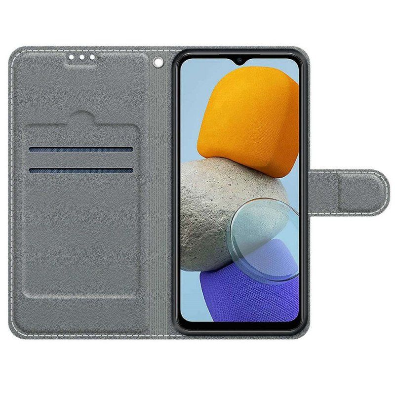 Etui Folio do Samsung Galaxy M23 5G Krople Wody Ze Smyczą