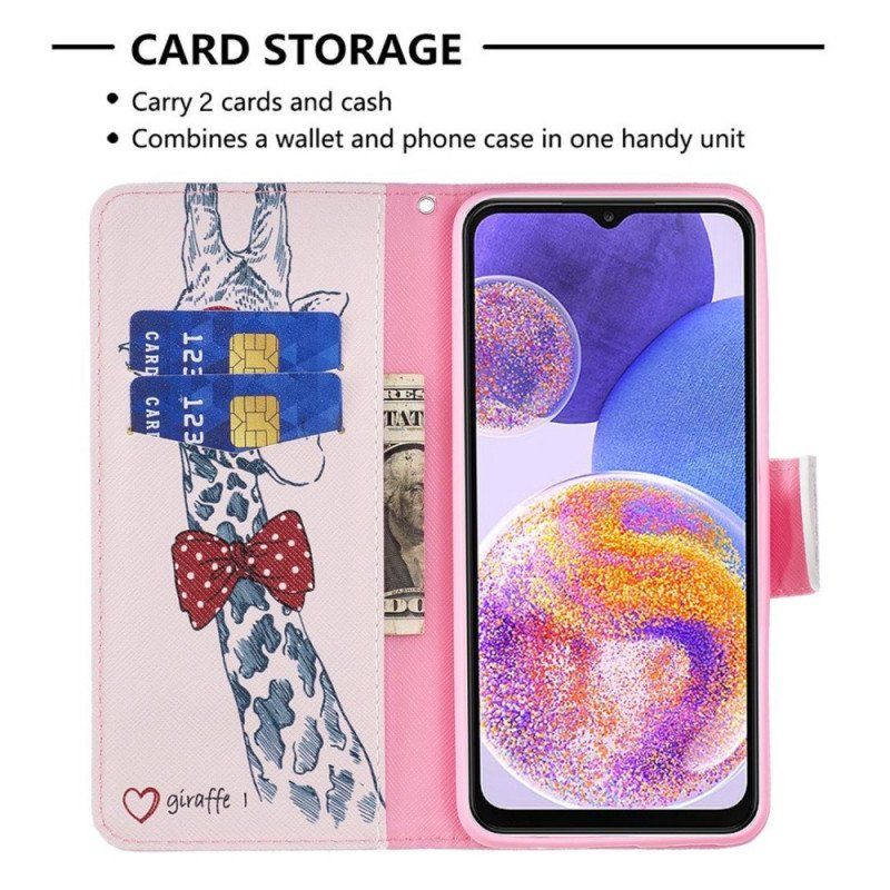 Etui Folio do Samsung Galaxy M23 5G Mądra Żyrafa