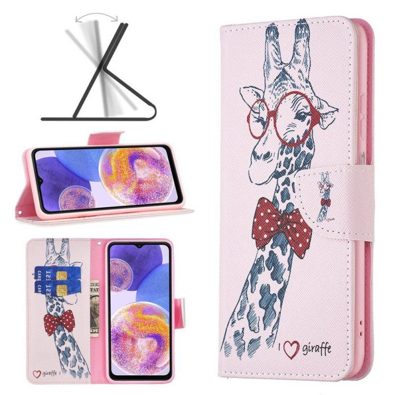 Etui Folio do Samsung Galaxy M23 5G Mądra Żyrafa