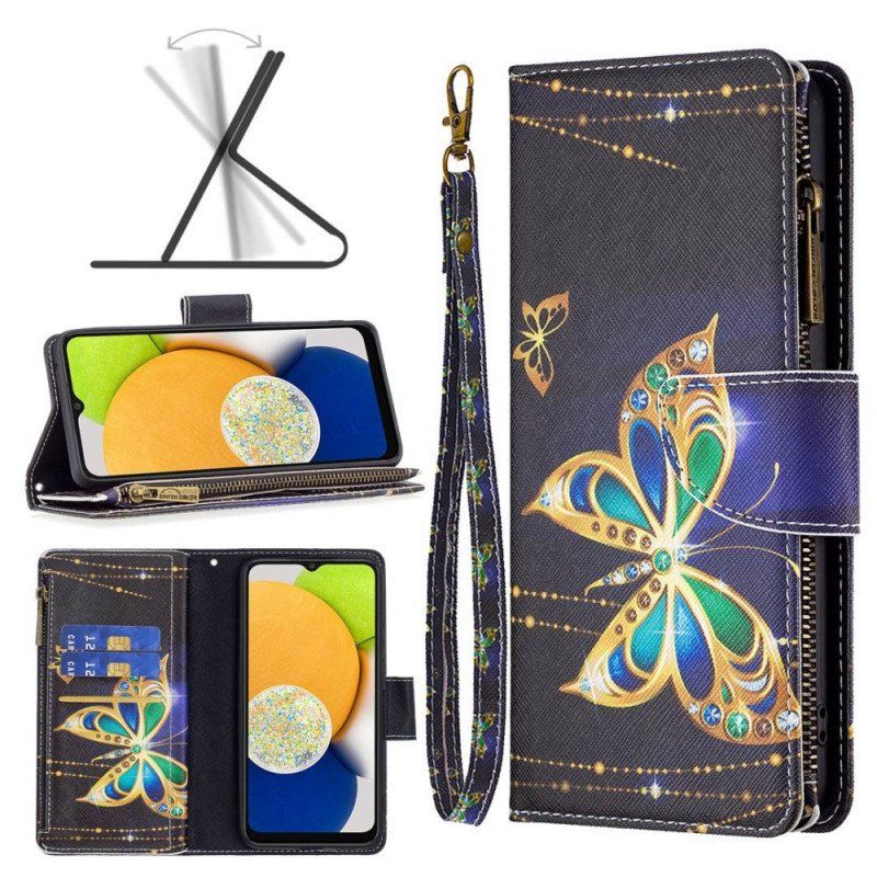 Etui Folio do Samsung Galaxy M23 5G Motyle Portmonetka I Smycz