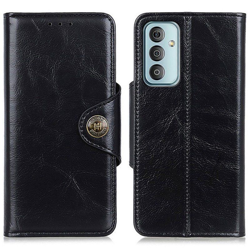 Etui Folio do Samsung Galaxy M23 5G Patentowy Guzik Z Imitacji Skóry Khazneh