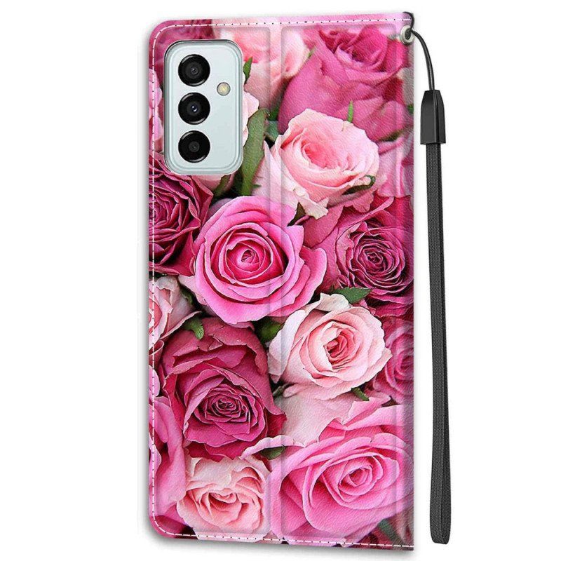 Etui Folio do Samsung Galaxy M23 5G Róże Z Smyczą