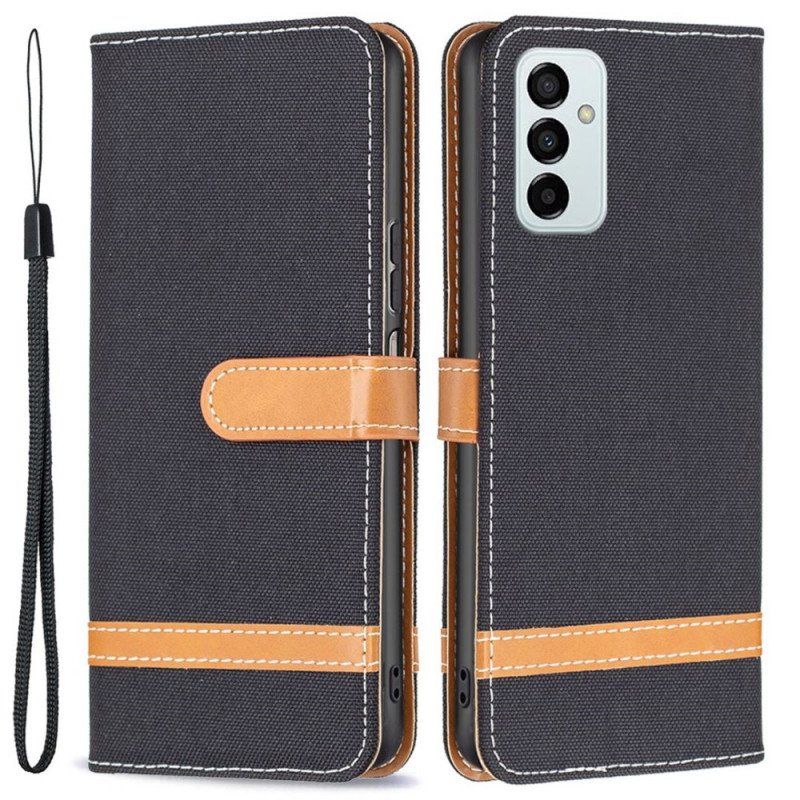 Etui Folio do Samsung Galaxy M23 5G Tkanina Z Paskiem