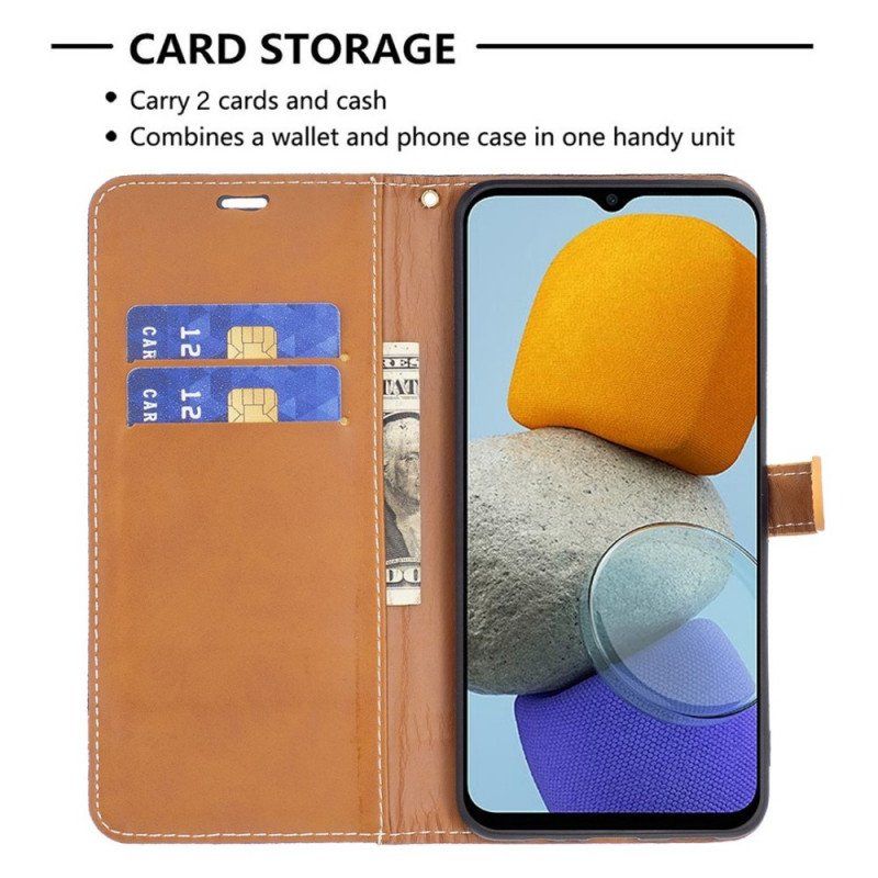 Etui Folio do Samsung Galaxy M23 5G Tkanina Z Paskiem