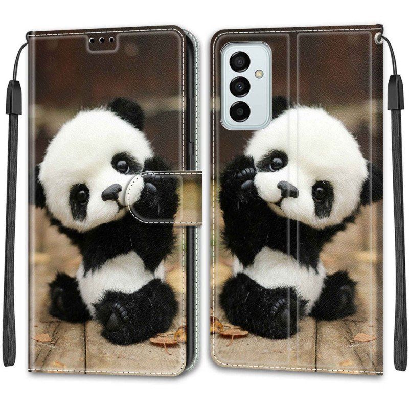 Etui Folio do Samsung Galaxy M23 5G z Łańcuch Mała Panda Z Paskiem