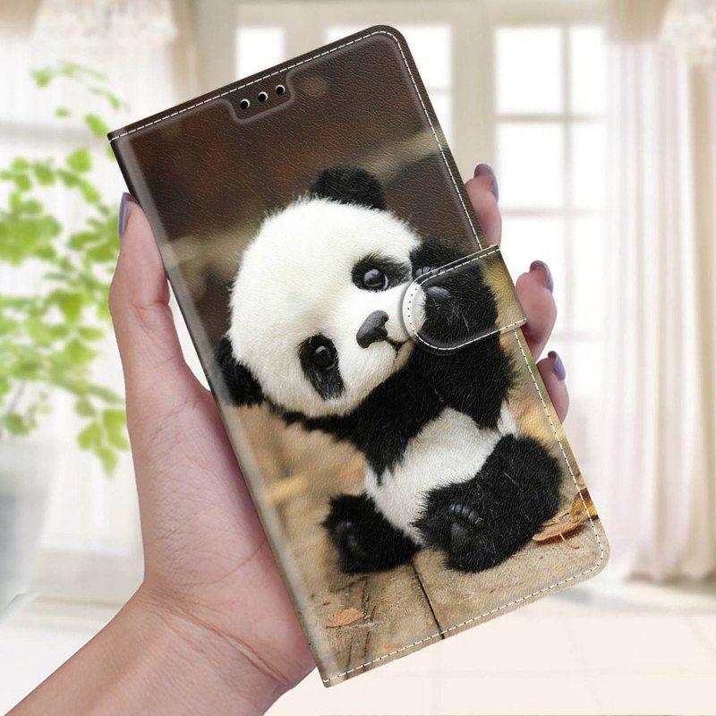 Etui Folio do Samsung Galaxy M23 5G z Łańcuch Mała Panda Z Paskiem