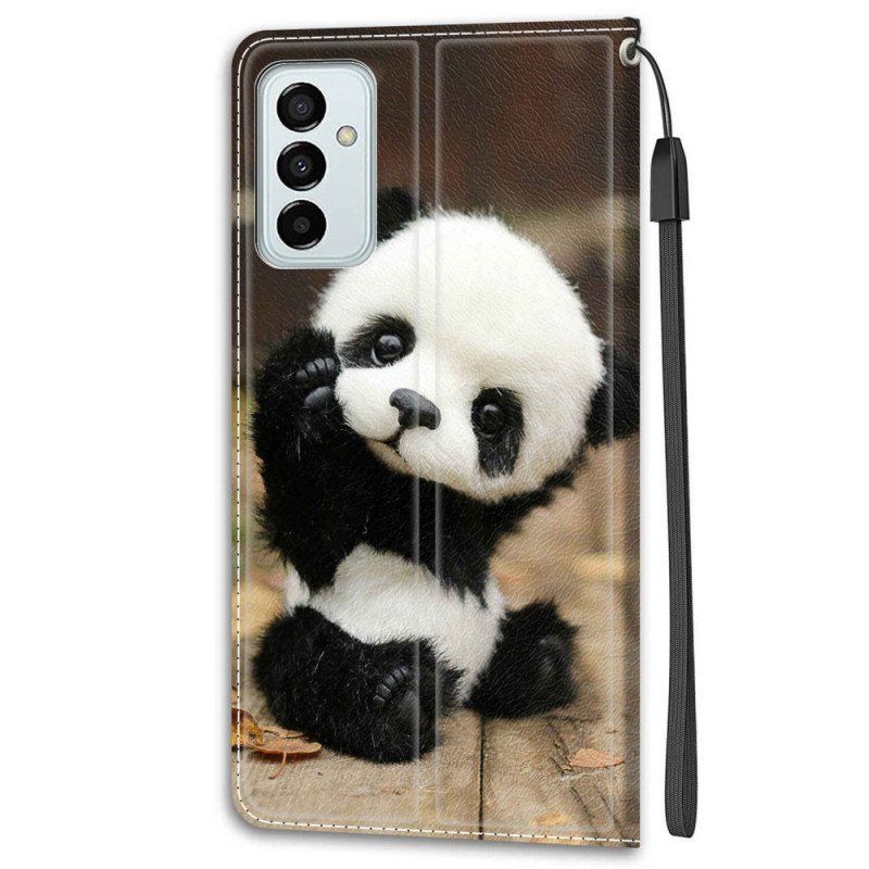 Etui Folio do Samsung Galaxy M23 5G z Łańcuch Mała Panda Z Paskiem