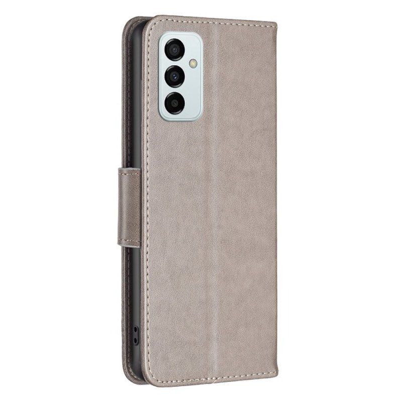 Etui Folio do Samsung Galaxy M23 5G z Łańcuch Paski Z Nadrukiem Motyli