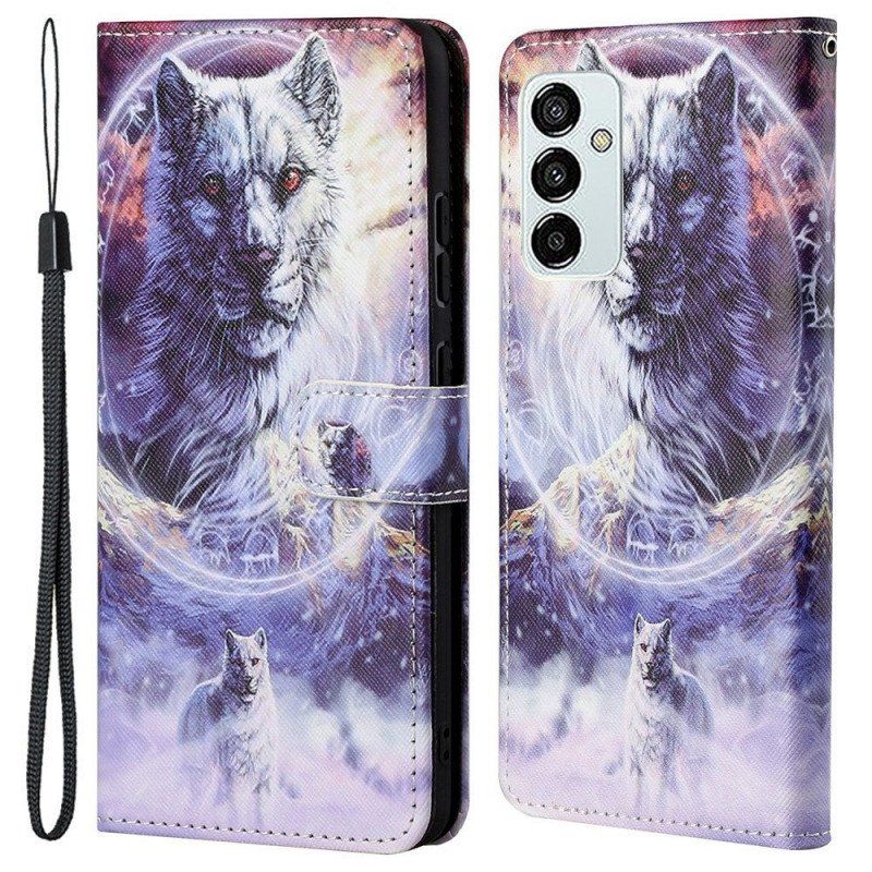 Etui Folio do Samsung Galaxy M23 5G z Łańcuch Smycz Wilk