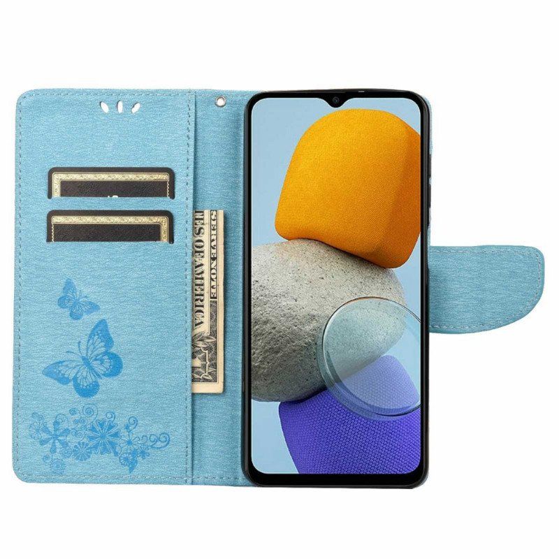 Etui Folio do Samsung Galaxy M23 5G z Łańcuch Stringi Motyle