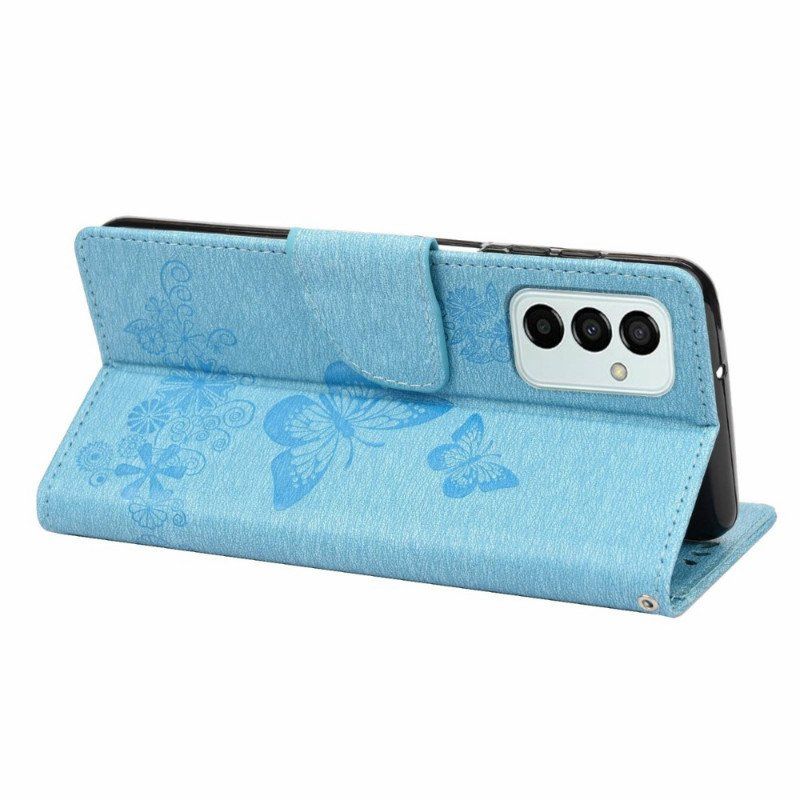 Etui Folio do Samsung Galaxy M23 5G z Łańcuch Stringi Motyle