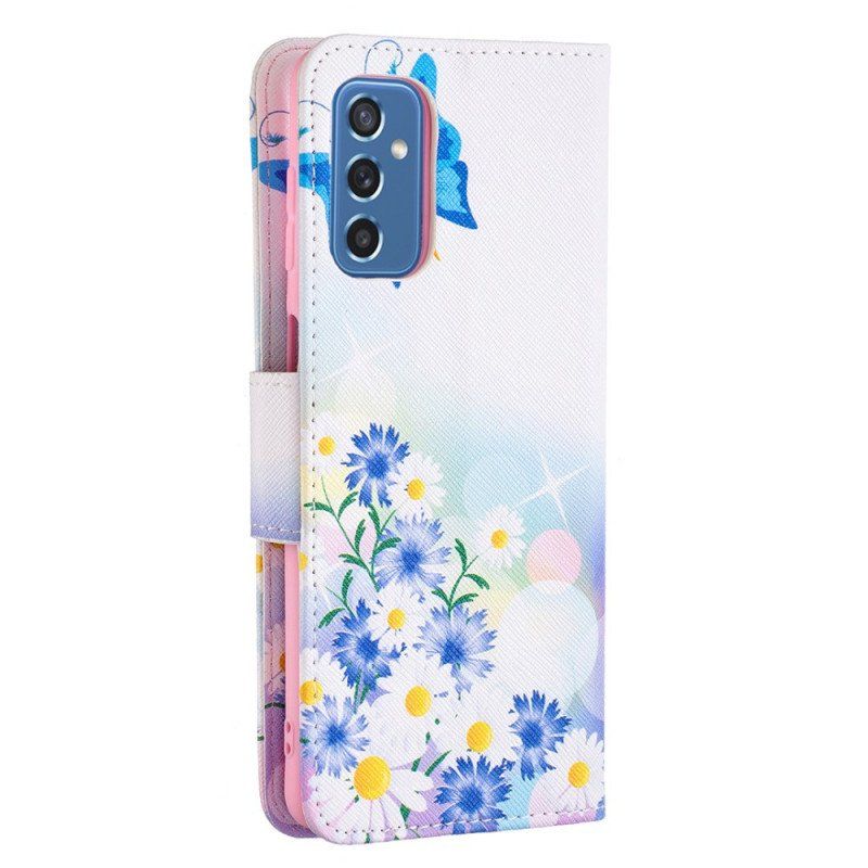 Etui Folio do Samsung Galaxy M52 5G Motyl I Kwiaty