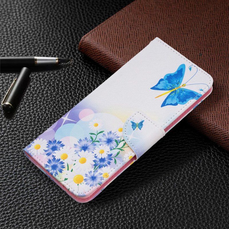 Etui Folio do Samsung Galaxy M52 5G Motyl I Kwiaty