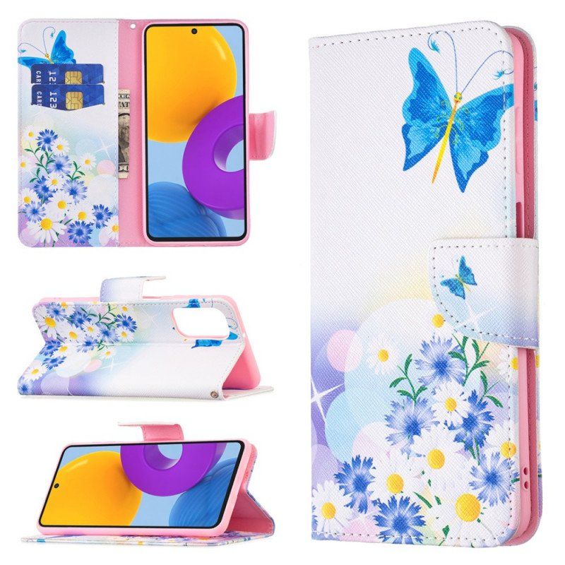 Etui Folio do Samsung Galaxy M52 5G Motyl I Kwiaty