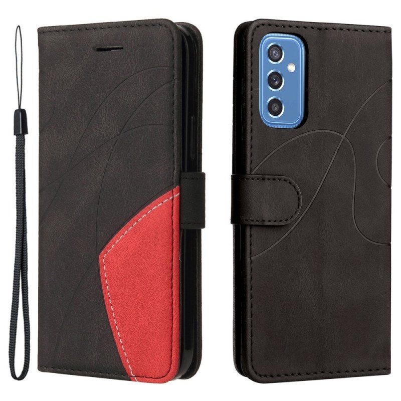 Etui Folio do Samsung Galaxy M52 5G z Łańcuch Linia Tuszu Do Smyczy