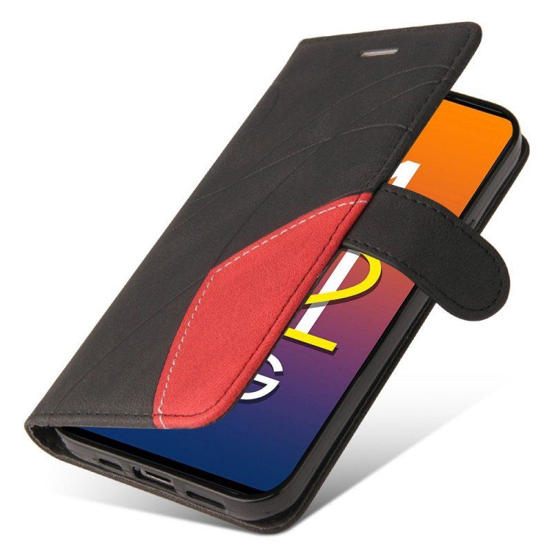 Etui Folio do Samsung Galaxy M52 5G z Łańcuch Linia Tuszu Do Smyczy