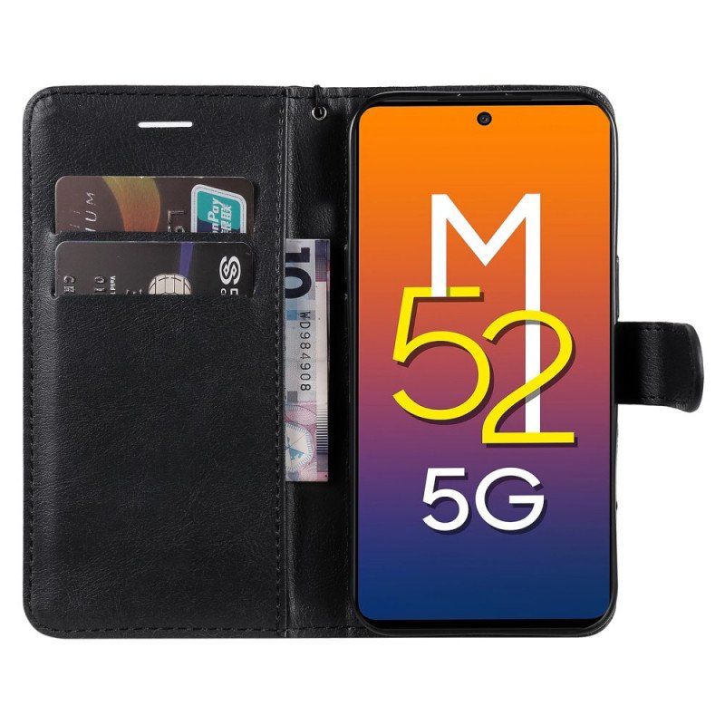 Etui Folio do Samsung Galaxy M52 5G z Łańcuch Paskowata Matowa Skóra