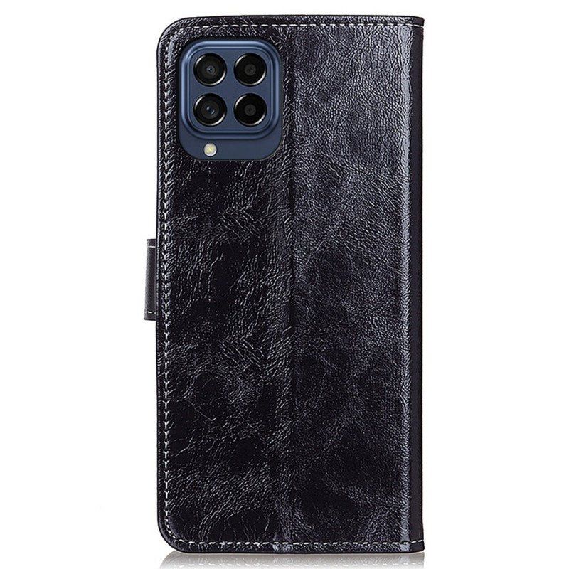 Etui Folio do Samsung Galaxy M53 5G Błyszcząca Sztuczna Skóra I Szwy