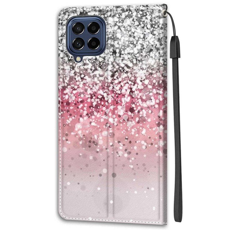 Etui Folio do Samsung Galaxy M53 5G Cekiny Z Paskiem