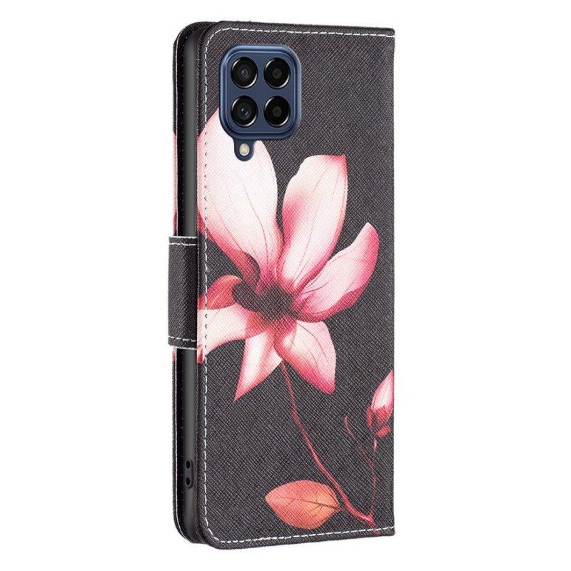 Etui Folio do Samsung Galaxy M53 5G Kwiat Na Czarnym Tle