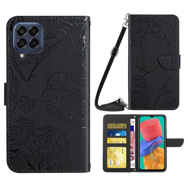 Etui Folio do Samsung Galaxy M53 5G Motyle I Pasek Na Ramię