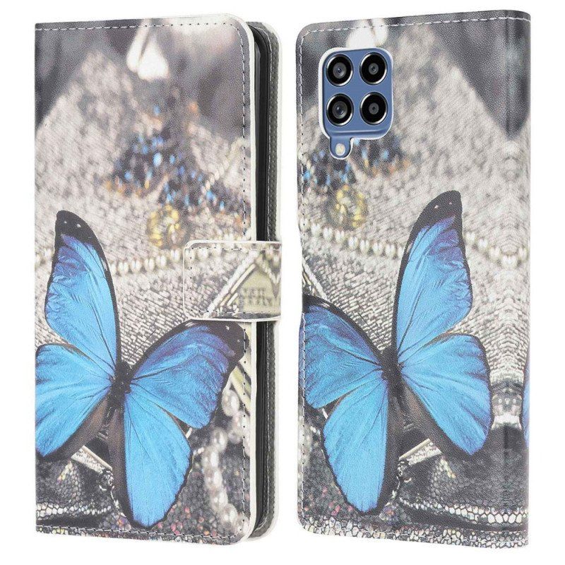 Etui Folio do Samsung Galaxy M53 5G Niebieski Motyl